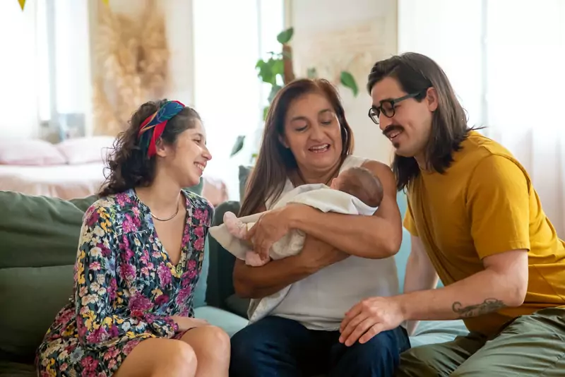Friends gathered for a baby shower
